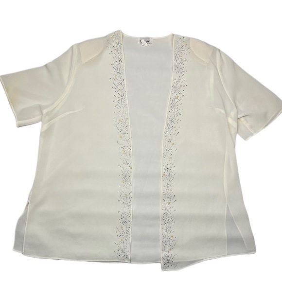 Carina Fashion vintage women’s size 2XL white kimono buttonless open blouse - Picture 1 of 6